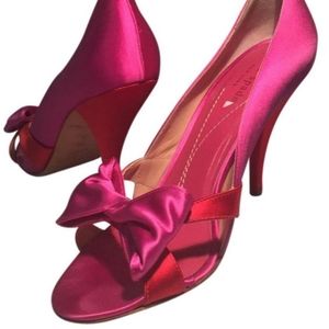 EUC Kate Spade pink/red satin bowed heels